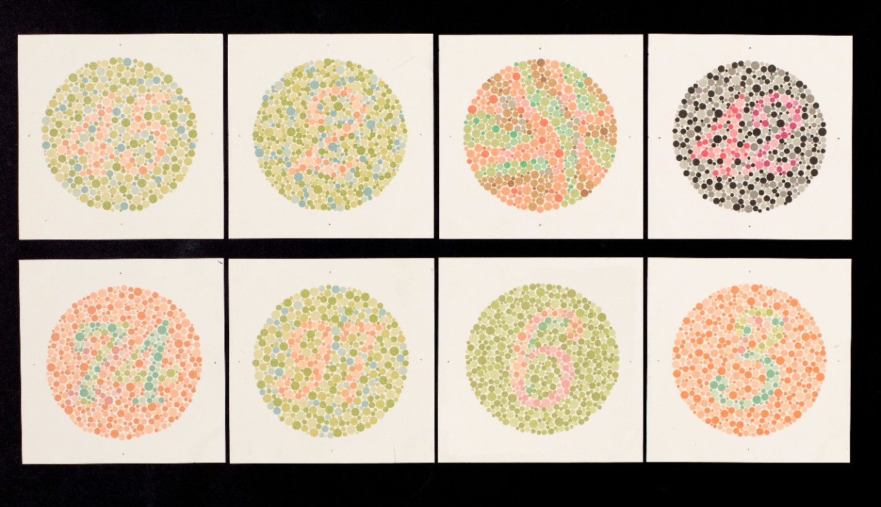  Eight Ishihara charts for testing colour blindness